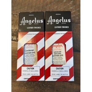 Angelus Leather Dye 2 Pack 3oz Medium Brown Cordovan Shoe Color Restoration Kit